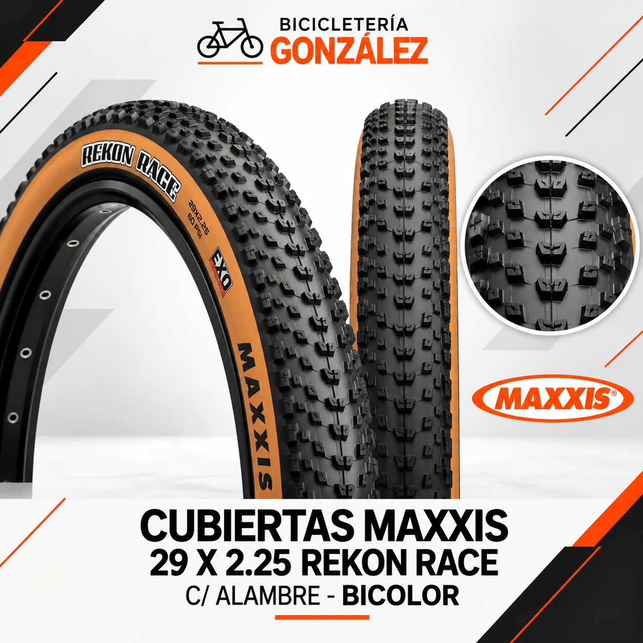 CUBIERTAS MAXXIS 29 X 2.25 - REKON RACE C/ ALAMBRE-BICOLOR
