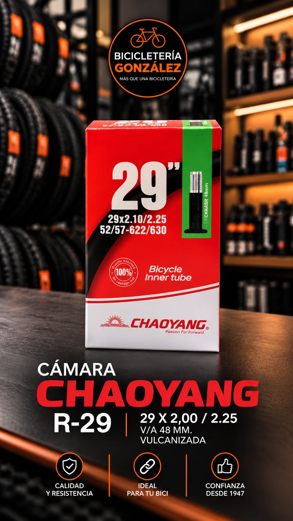 CAMARAS CHAOYANG R-29 X 2,00 / 2.25 V.A. - 48 MM. VULCANIZ.
