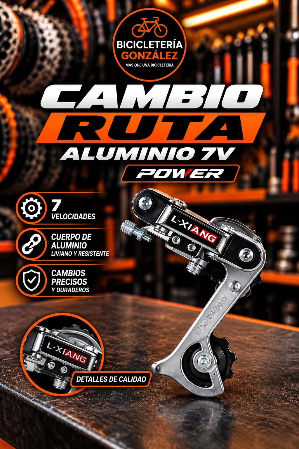 CAMBIOS RUTA ALUMINIO 7V .- POWER. Bicicleteria Gonzalez