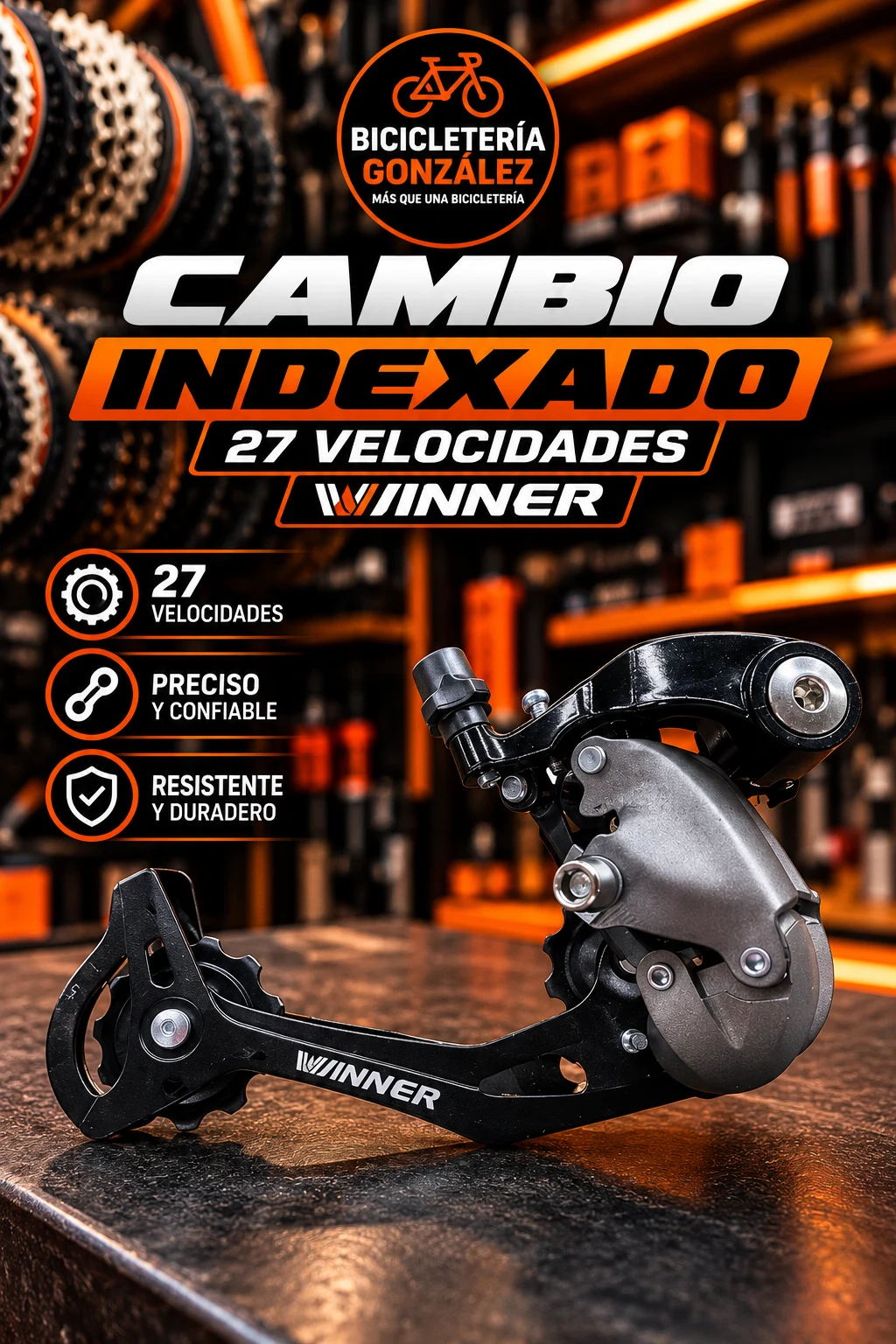 CAMBIOS INDEXADO - 27 VEL. WINNER. Bicicleteria Gonzalez
