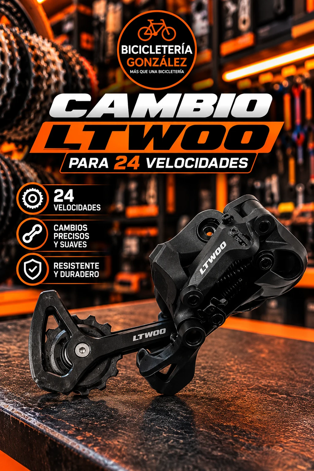 CAMBIOS LTWOO -- P/ 24 VEL. Bicicleteria Gonzalez
