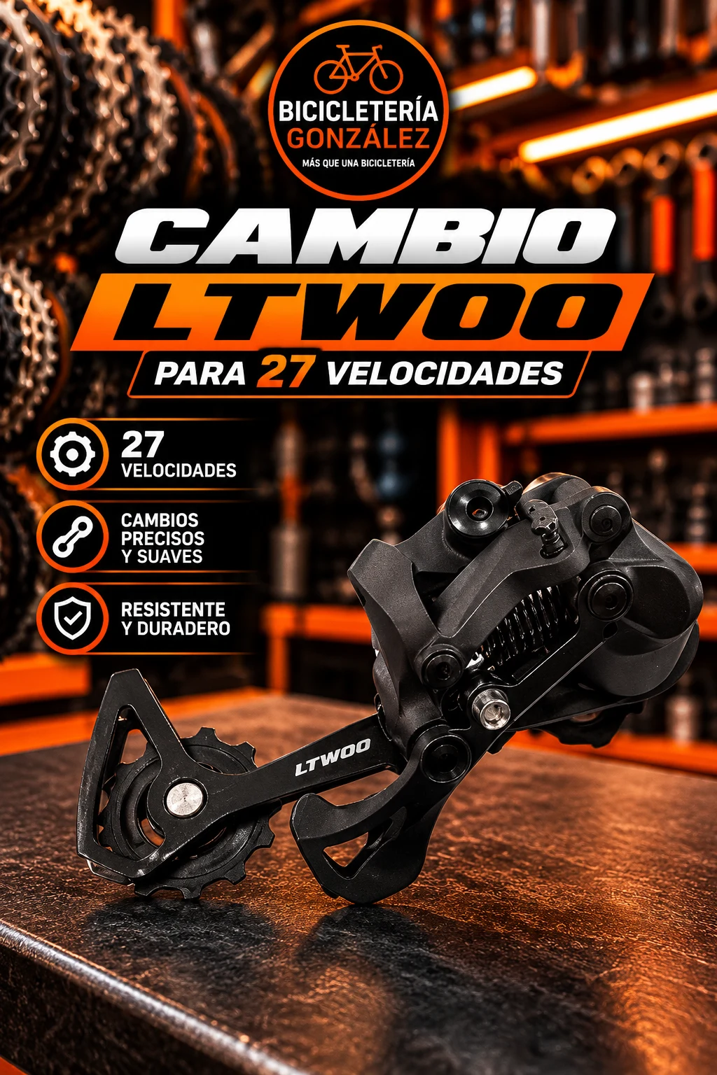 CAMBIOS LTWOO -- P/ 27 VEL.. Bicicleteria Gonzalez