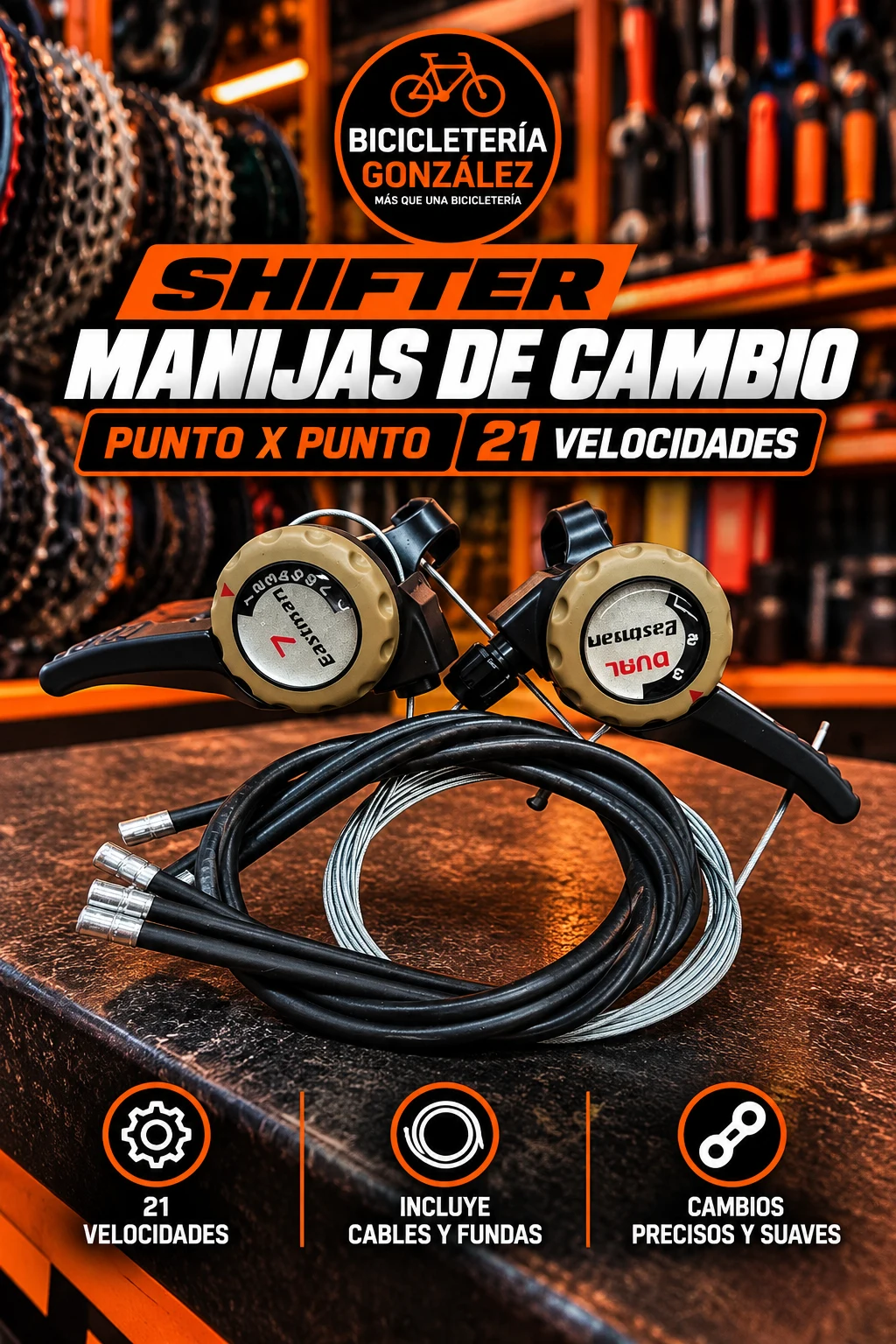 SHIFTER: JGO. MANIJAS CAMBIOS - PUNTO X PUNTO -( 21 VEL ). Bicicleteria Gonzalez